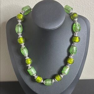 Vintage Green Dichroic Glass Beaded Necklace​